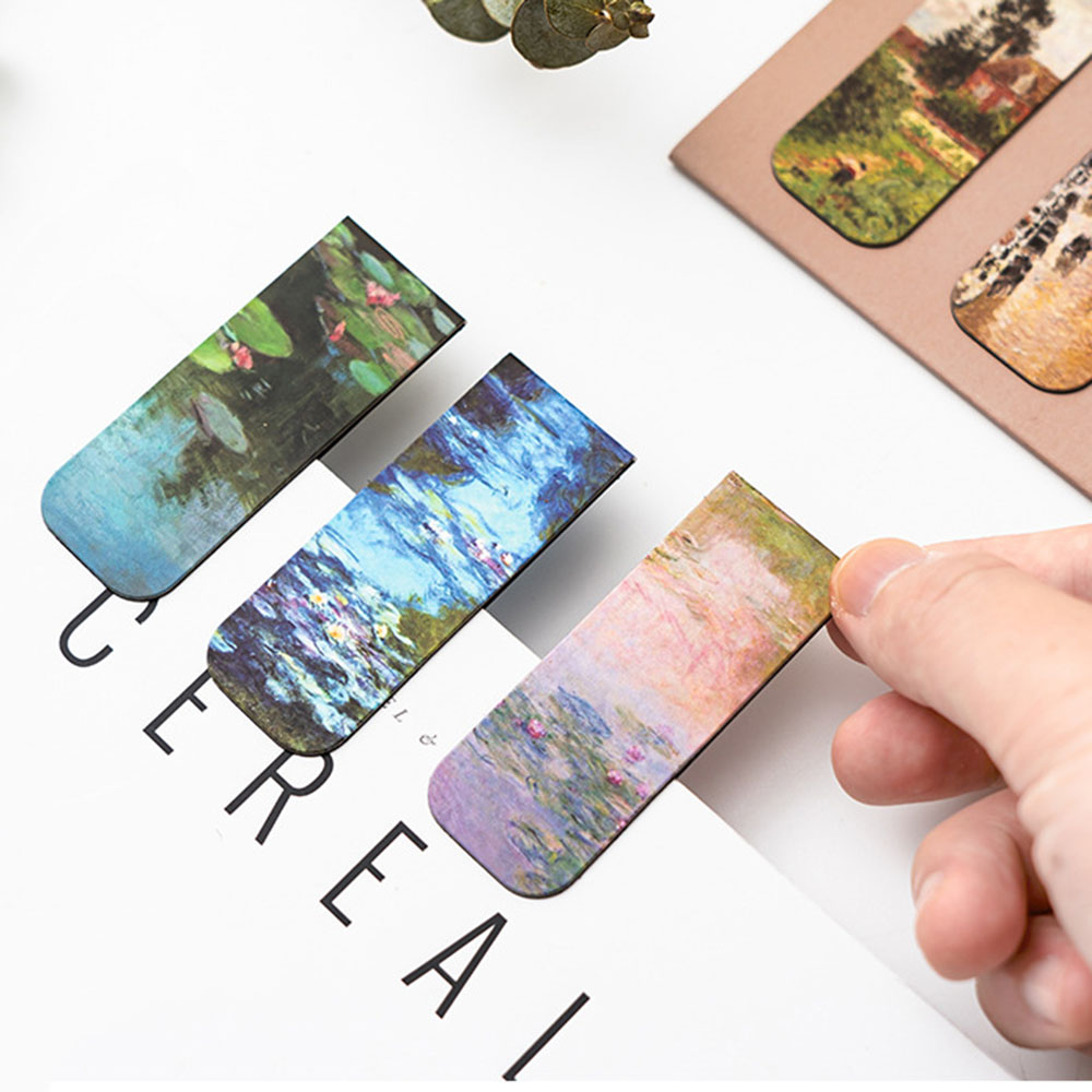 Paperclip Magnetic Set - ที่คั่นหนังสือแม่เหล็กศิลปะ 4 ชิ้น ลายอิมเพรสชั่นนิสม์ คุณภาพสูง ชุดที่คั่นหนังสือสำหรับนักเรียน