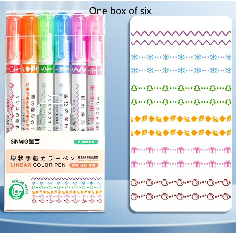 Highlighter Set Pastel - ชุดของขวัญเครื่องเขียนน่ารักพร้อมปากกาโค้งรูปดอกไม้ 6 ชิ้น/3 ชิ้น ปากกาเขียนเส้น และหนังสือพิมพ์ที่คัดลอกด้วยมือ