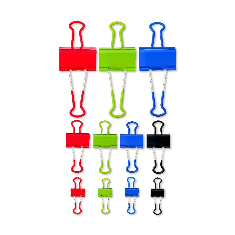 Binder Clip Assorted - คลิปหนีบกระดาษแบบมีด้ามจับ, คละสีและขนาด, 24 ชิ้น
