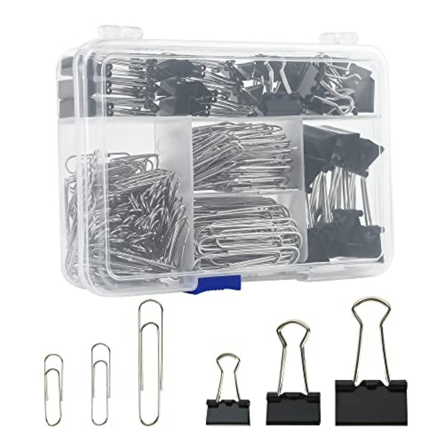 Binder Clip Assorted - ชุดคลิปหนีบกระดาษขนาดต่างๆ และคลิปหนีบกระดาษขนาดใหญ่ - 340 ชิ้น สีดำ