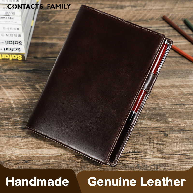 Stationery Supply Business - หนังแท้แฮนด์เมด A5แล็ปท็อปพร้อมที่ใส่ปากกาสมุดโน้ตปกเครื่องเขียนโรงเรียนธุรกิจ
