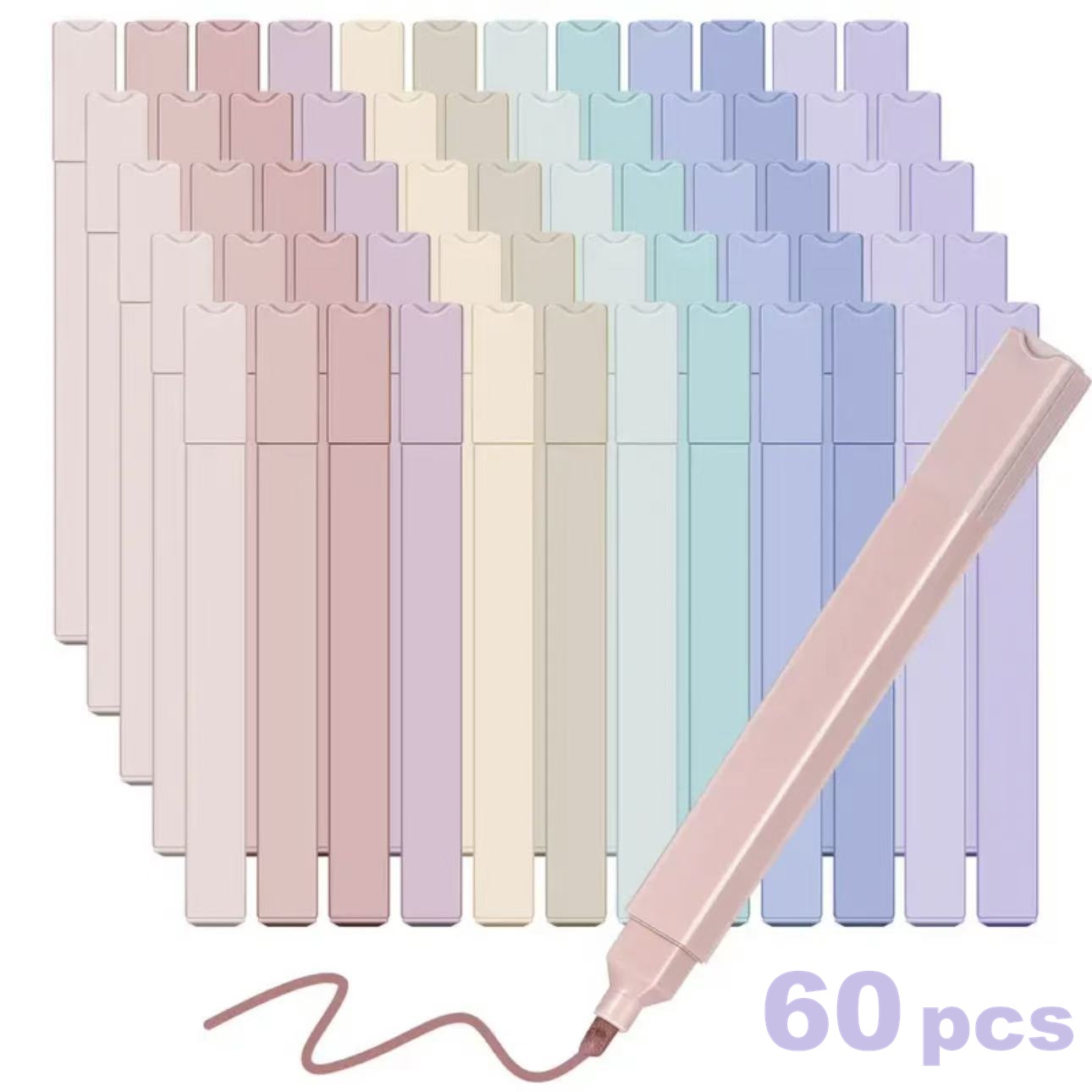 Highlighter Set Pastel - ชุดปากกาไฮไลท์สวยงาม 12/60 ชิ้น - ปากกาหัวตัด ไม่ซึม