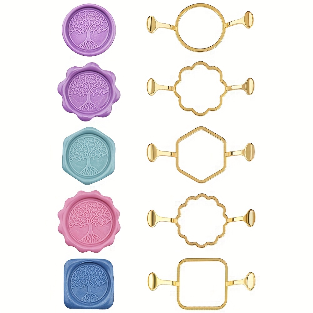 Wax Seal Stamp Kit - 5-Pack หกเหลี่ยมสแควร์โลหะ WAX Seal Kit สําหรับ