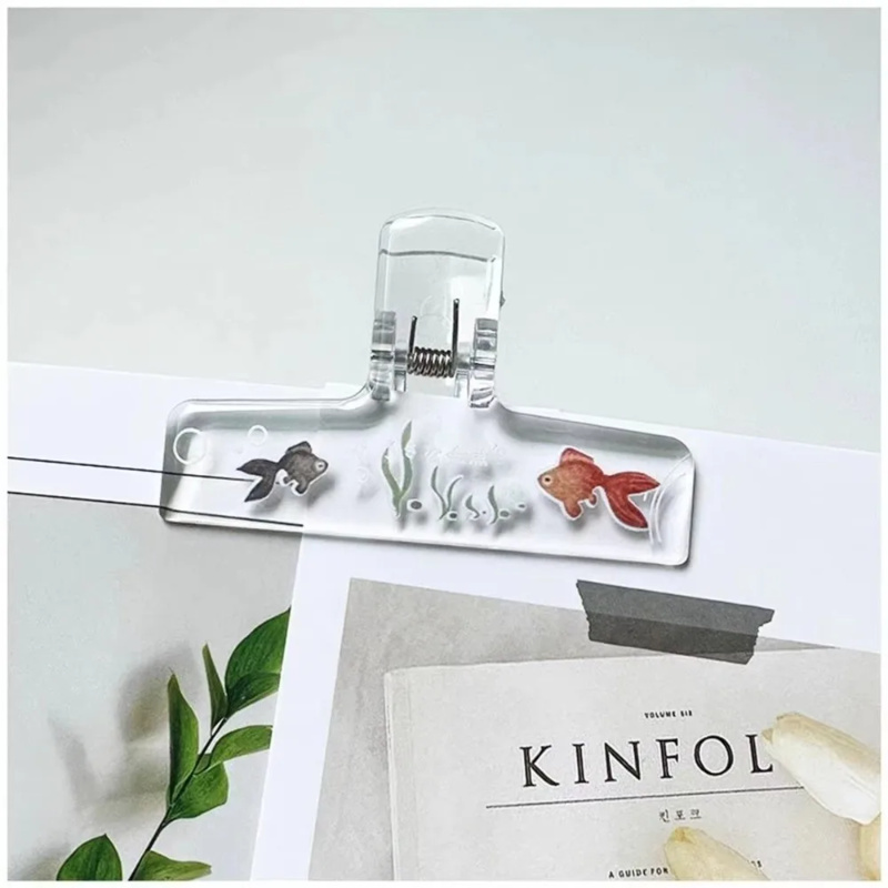 Binder Clip Assorted - คลิปหนีบกระดาษอะคริลิคใส 1 ชิ้น，หนังสือกันลื่น，เอกสาร，ที่ใส่โน้ตและโน้ตเปียโน，ของตกแต่งตู้ปลาแสนน่ารัก