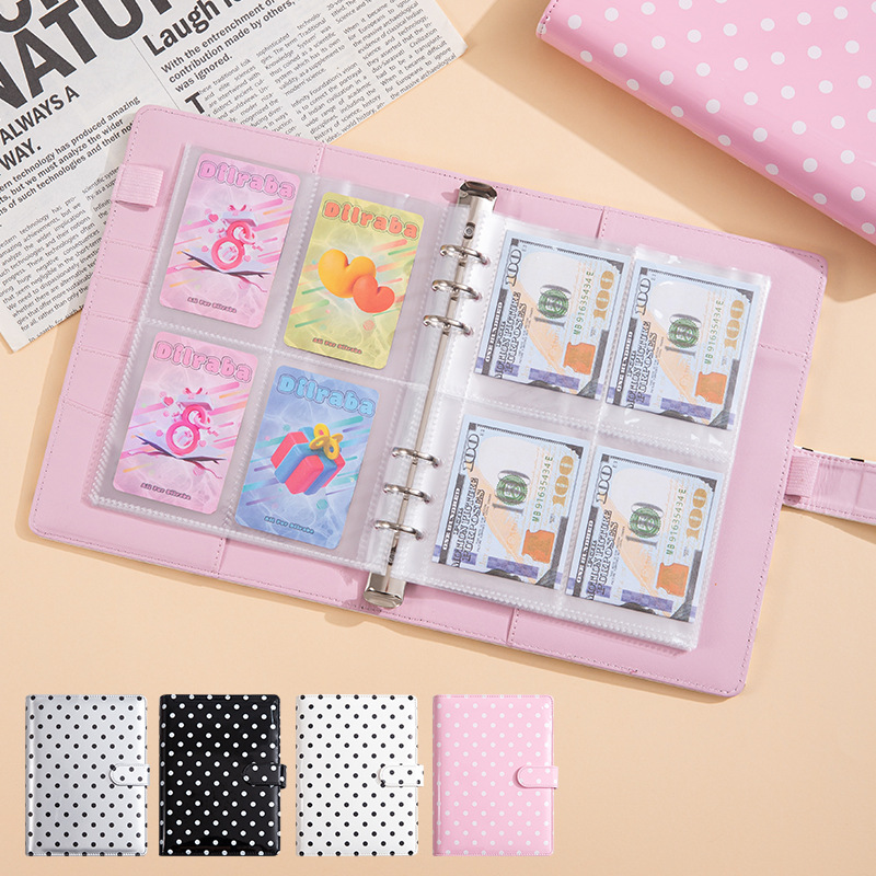 Notebook Dotted A5 - สมุดบันทึกงบประมาณแบบมีจุด A5, สมุดวางแผนการเงินแบบมีช่องใส่การ์ดหลายช่อง, สมุดบันทึกการทำงาน, สมุดบัญชี
