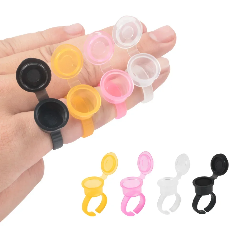 Calligraphy Ink Bottle - 50PCS Tattoo Pigment แหวนหมึกถ้วย Eyelash ขยายกาวผู้ถือคอนเทนเนอร์พร้อมฝาปิดฝาครอบถาวร