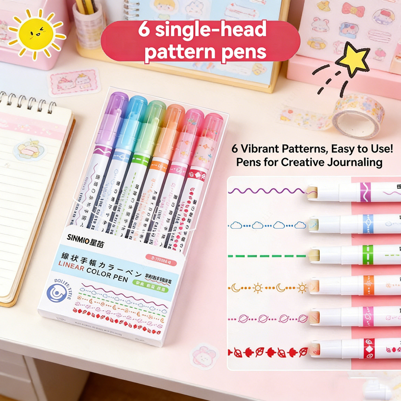 Highlighter Set Pastel - ปากกาไฮไลท์ลายเส้นดอกไม้ 6-24 ชิ้น/ชุด ปากกาหัวลูกกลิ้งเขียนเส้นโค้ง ปากกาเขียนลายเส้นน่ารัก สไตล์เกาหลี