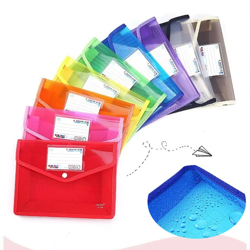 Stationery Supplier - 1-10PCS กันน้ำ A4 A5 แฟ้มเอกสารแบบปุ่มกดใสกระเป๋าเอกสารสำหรับโรงเรียนสำนักงานเครื่องเขียนโฮมสเตย์เจอร์ซอรี่