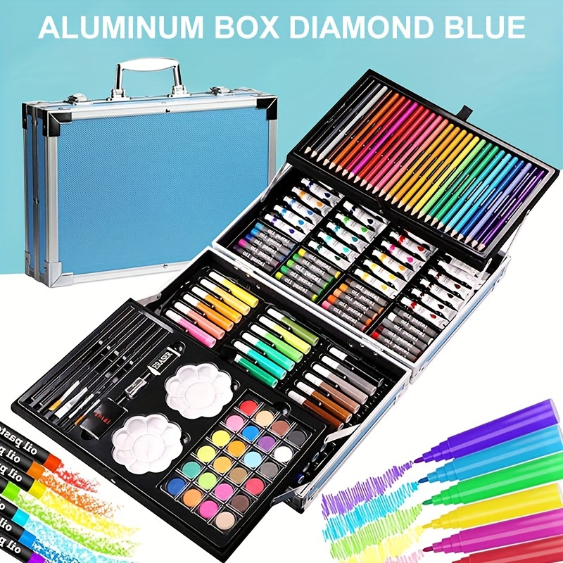 Highlighter Set Pastel - อุปกรณ์ศิลปะ,145 แพ็คจิตรกรรมการวาดภาพชุดศิลปะ,ดีลักซ์สองชั้นชุดศิลปะหัตถกรรม,ดินสอสี,พาสน้ํามัน,สีน้ํา
