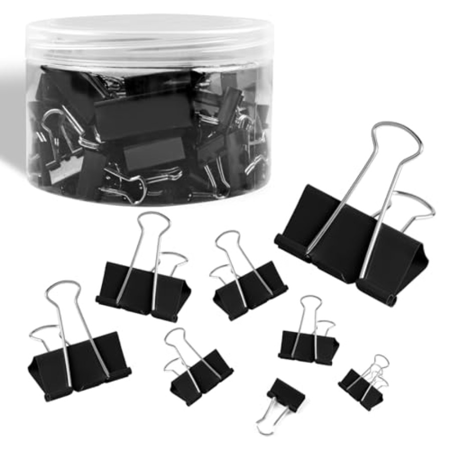 Binder Clip Assorted - คลิปหนีบกระดาษ 125 ชิ้น สีต่างๆ, คลิปหนีบกระดาษขนาดต่างๆ, คลิปหนีบกระดาษ