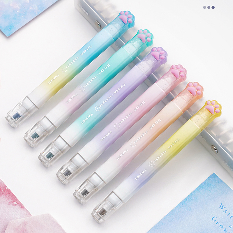 Highlighter Set Pastel - 6 ชิ้น ชุดปากกาเน้นข้อความคาวาอิ ปากกาเน้นข้อความสีพาสเทลน่ารัก ปากกาเน้นข้อความปลายอ่อนสำหรับนักเรียนอุปกรณ์การเรียนคาวาอิ