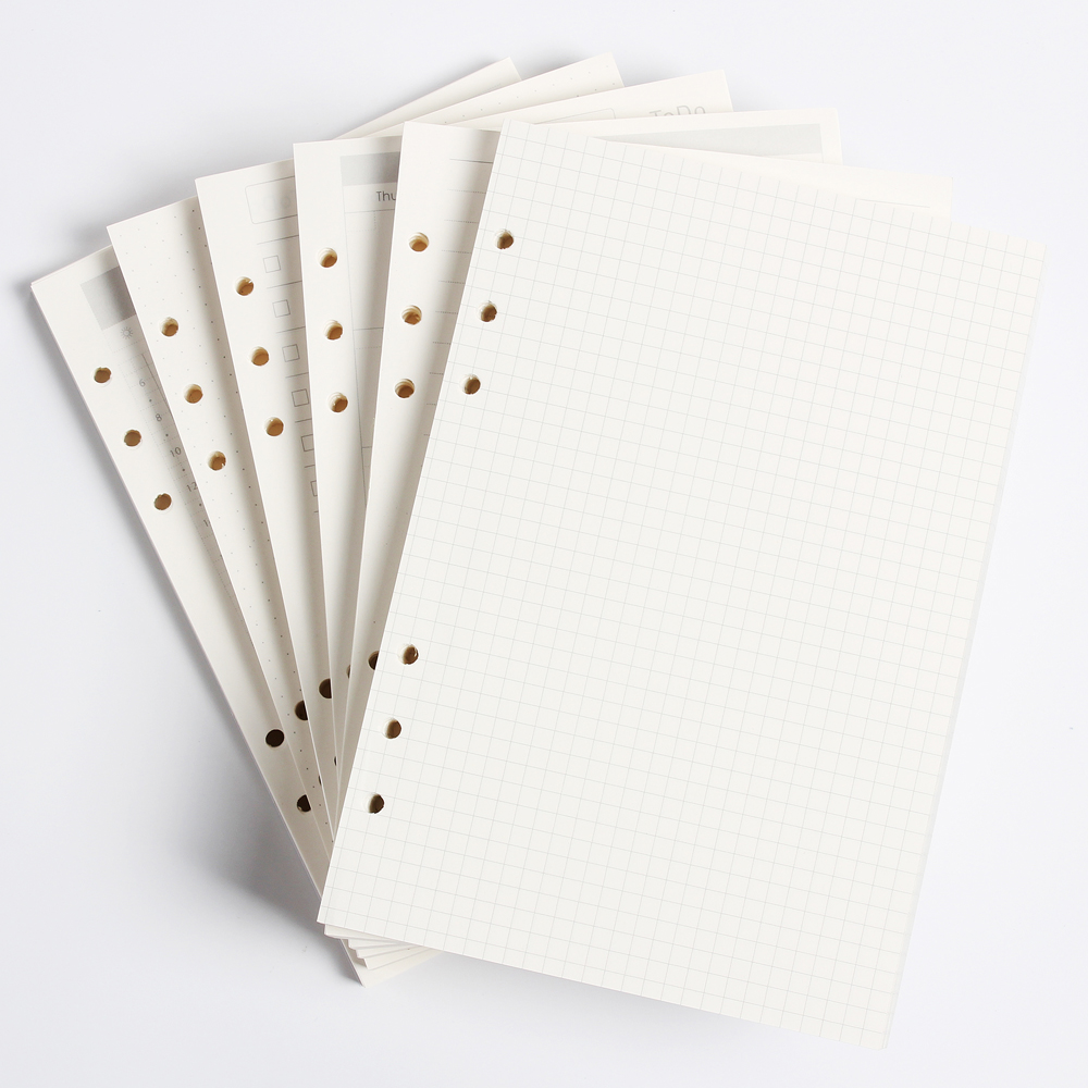 Notebook Dotted A5 - คลาสสิก6 Binder Inner กระดาษ Core/เติมเอกสารภายใน: สาย,ตาราง,จุด,รายการรายวันรายสัปดาห์รายเดือน
