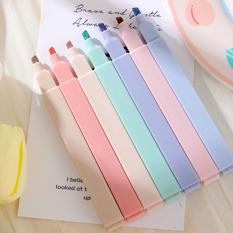 Highlighter Set Pastel - 6 ชิ้น/เซ็ตสีพาสเทล Highlighter Kawaii เครื่องเขียนสี MARKER