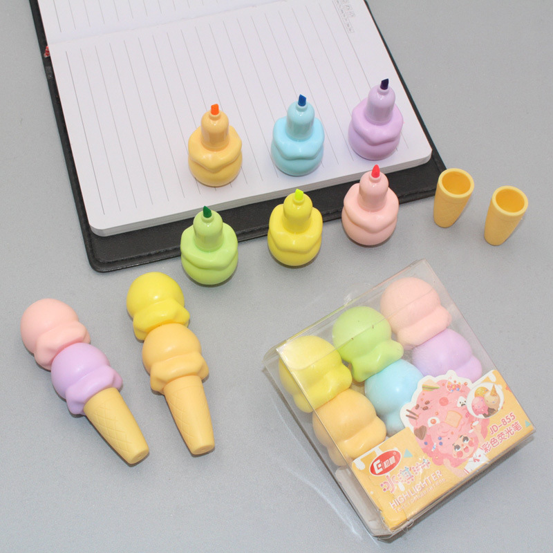 Highlighter Set Pastel - ไฮไลท์เตอร์สีลูกกวาดใส่ไอศกรีมที่ประกอบขึ้นน่ารัก6สี/ชุด