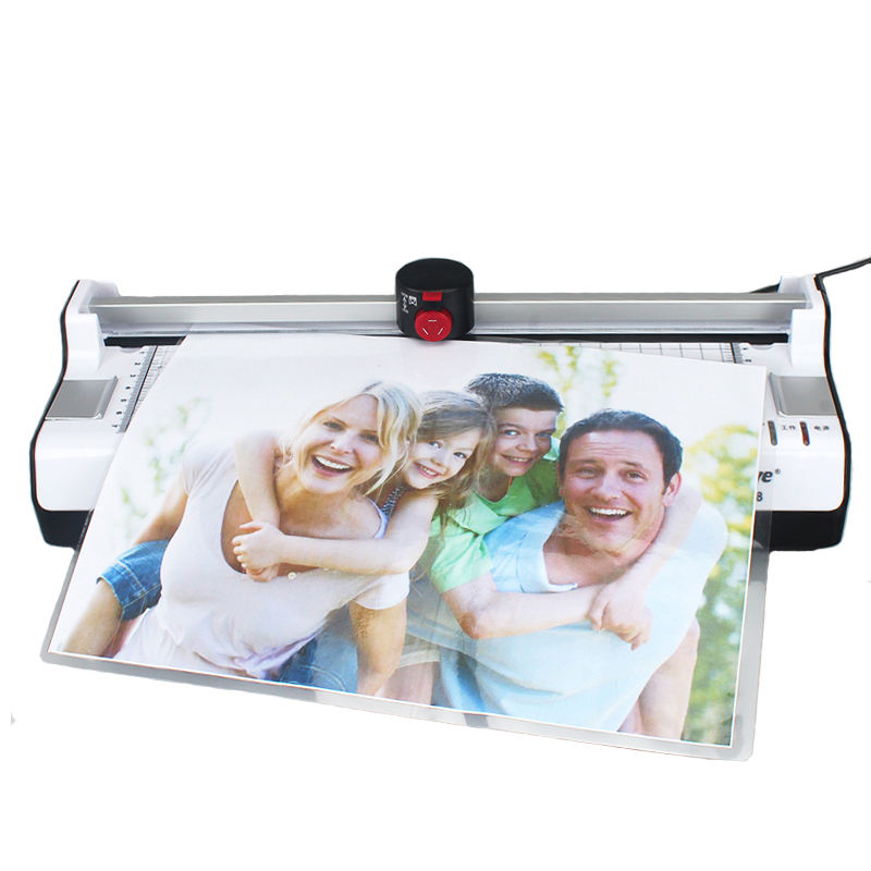 Document Laminator Pouch - เครื่องเคลือบบัตรแบบร้อนและเย็น สำหรับเอกสารโรงเรียนและสำนักงาน ใช้ได้กับขนาดกระดาษ A4, A5 และ