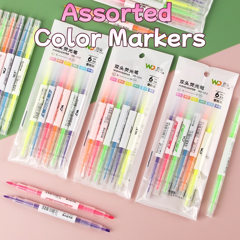 6 ชิ้น/แพ็ค ชุดปากกาไฮไลท์สองห - Highlighter Set Pastel บทวิจารณ์และราคา