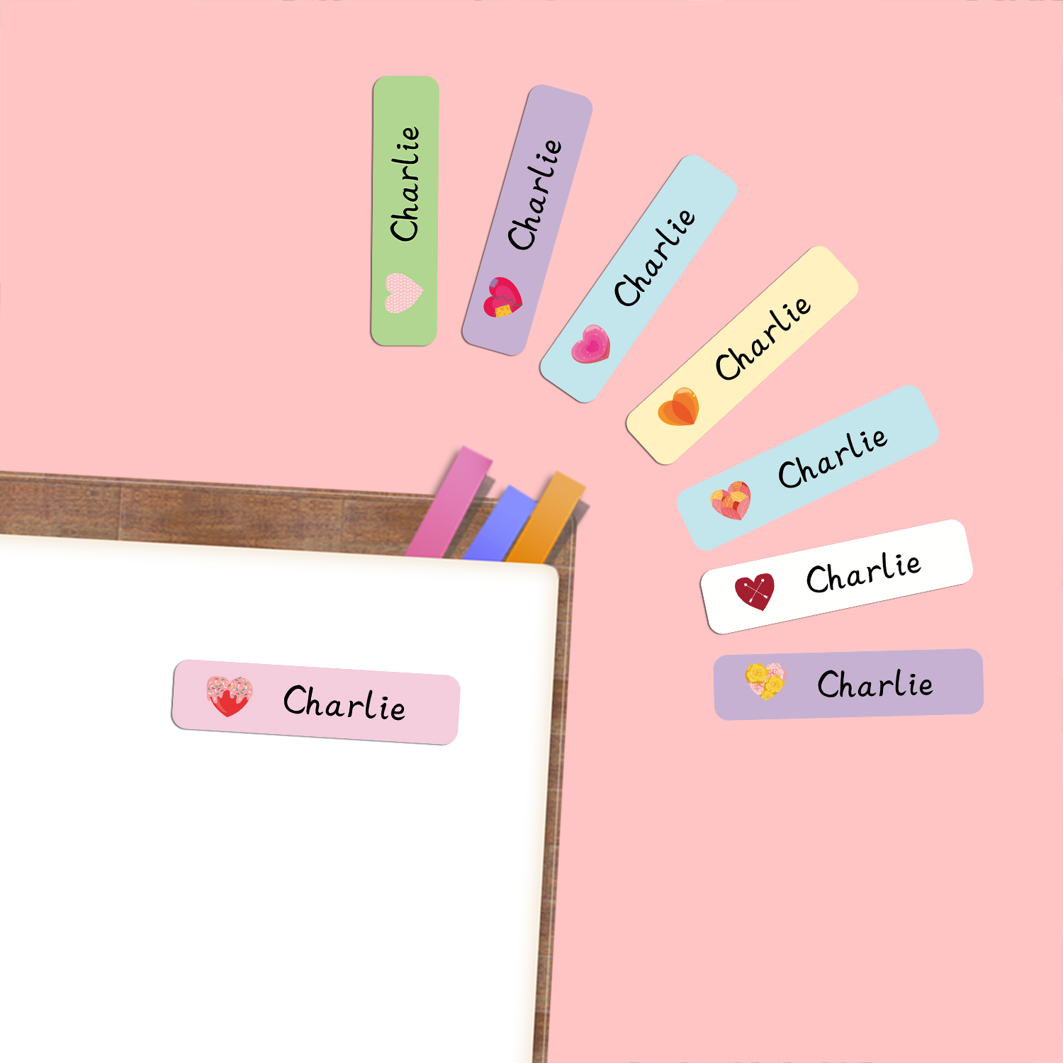 สติกเกอร์ป้ายชื่อรูปหัวใจแบบส่ - Stationery Supply บทวิจารณ์และราคา