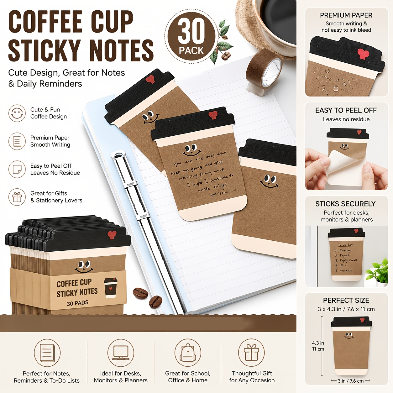 แผ่นโน้ตลายกาแฟตลกๆ ดีไซน์แก้ว - Graph Paper Pad บทวิจารณ์และราคา