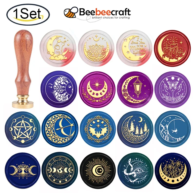 1PC Moon Phase Wax Seal แสตมป์ - Wax Seal Stamp Kit บทวิจารณ์และราคา