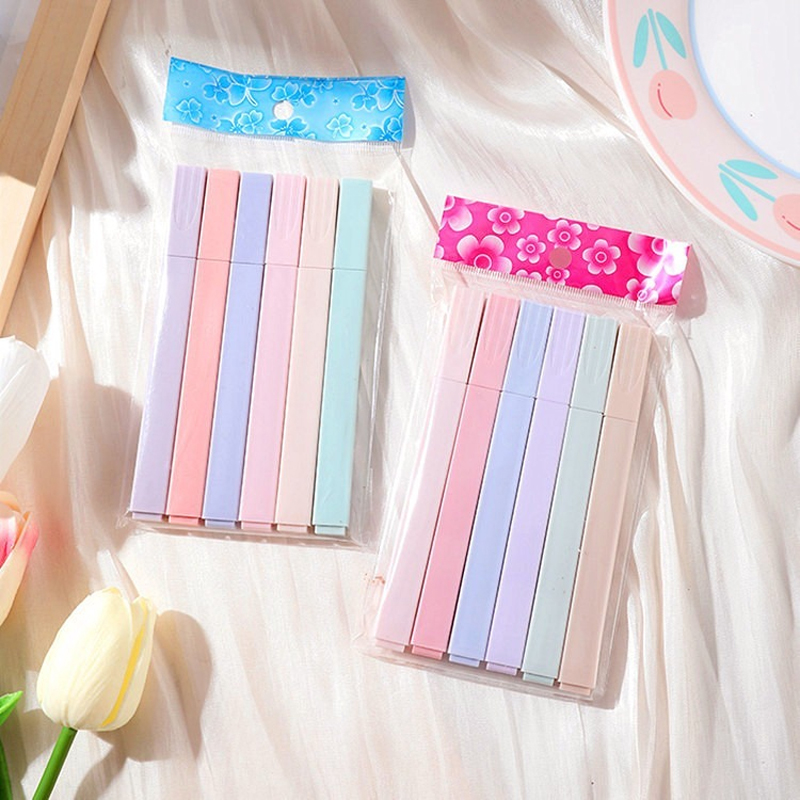 6 ชิ้น/เซ็ตสีพาสเทล Highlighte - Highlighter Set Pastel บทวิจารณ์และราคา