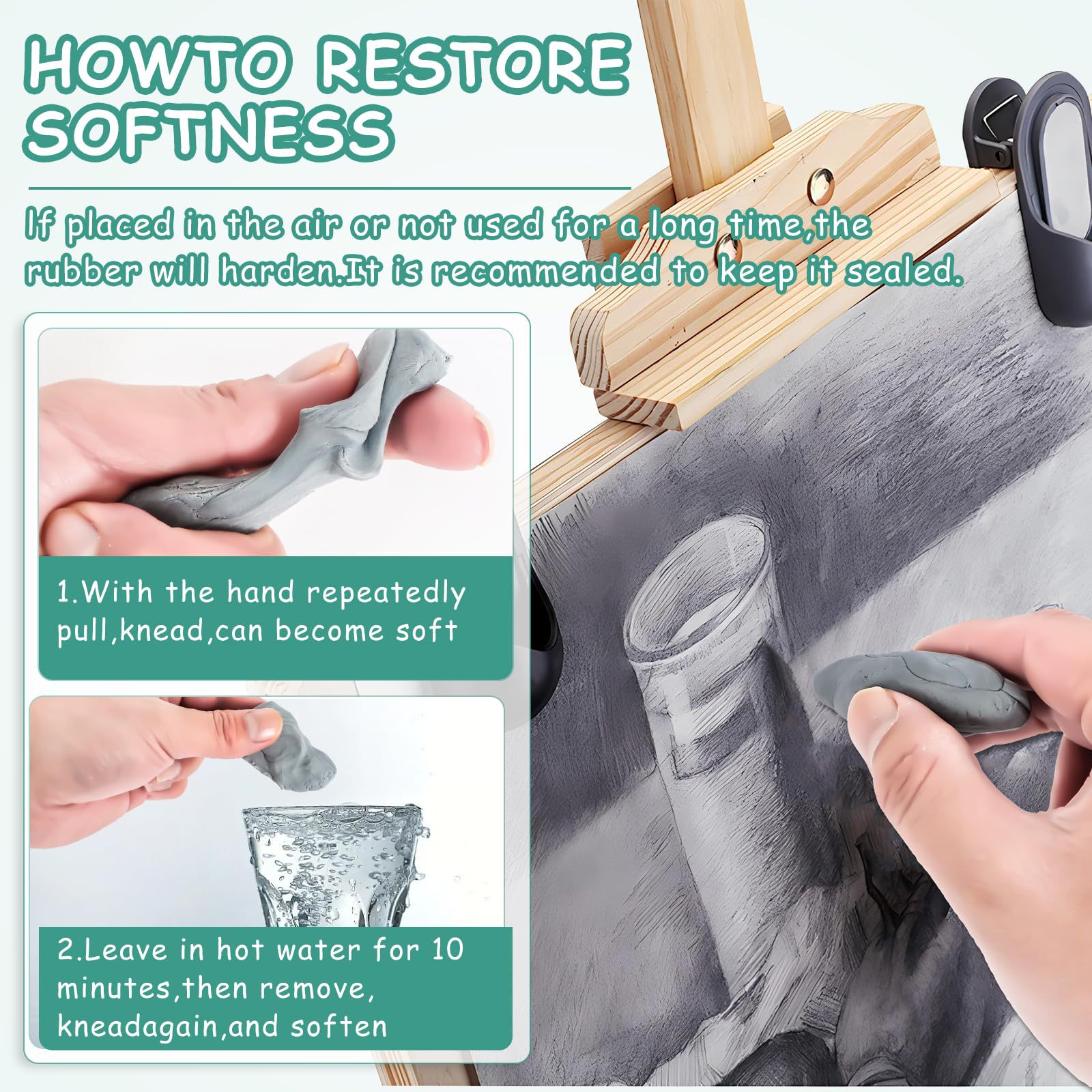 ยางลบแบบนุ่มสำหรับศิลปิน 2 ชิ้ - Rubber Eraser Kneaded บทวิจารณ์และราคา